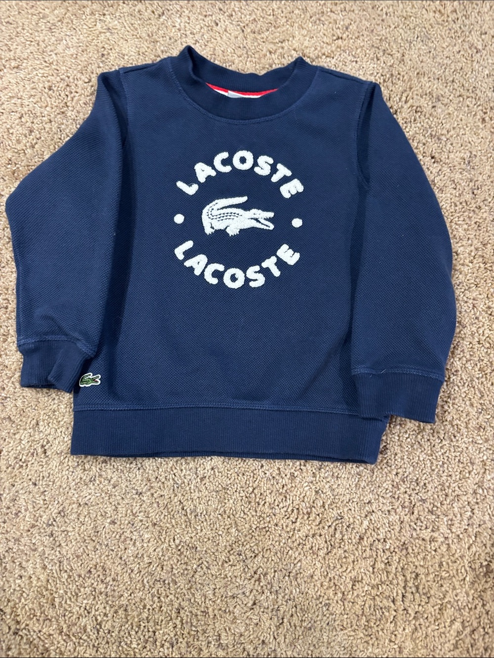 Lacoste Navy Blue Kids Logo Crew Sweatshirt, size 4